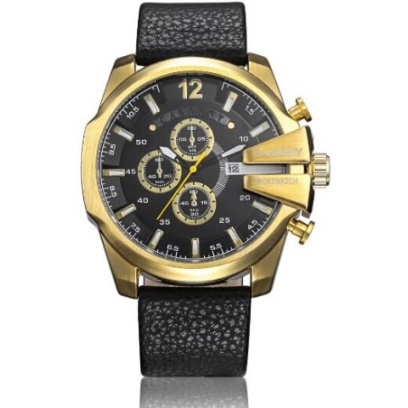 Cagarny - military sports watch - leather strap - stainless steelWatches