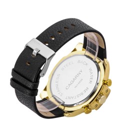 Cagarny - military sports watch - leather strap - stainless steelWatches