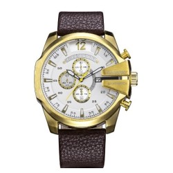 Cagarny - military sports watch - leather strap - stainless steelWatches