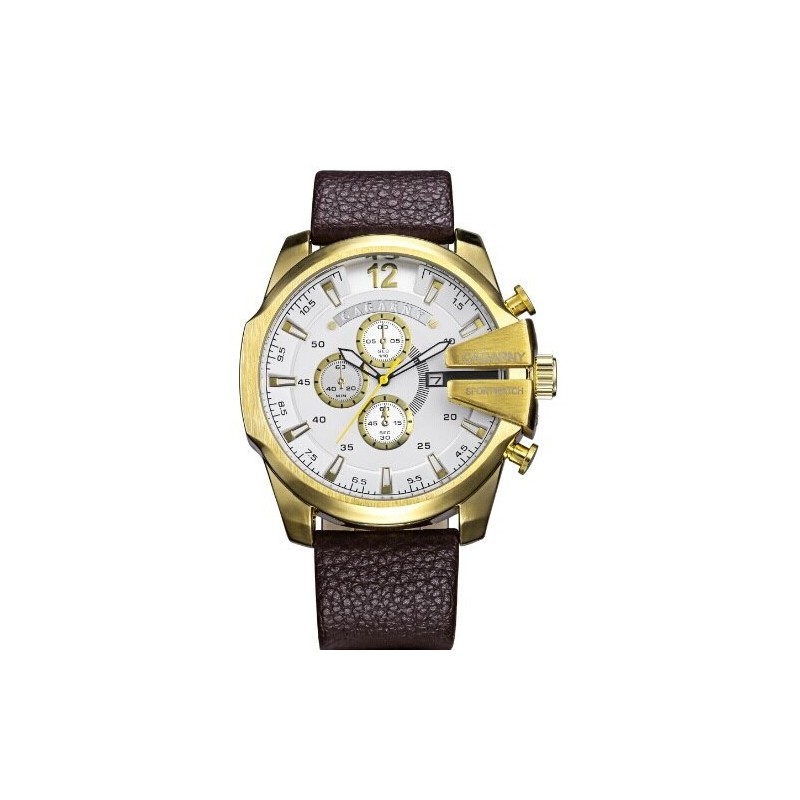 Cagarny - military sports watch - leather strap - stainless steelWatches