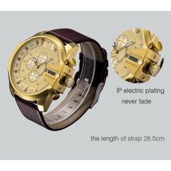 Cagarny - military sports watch - leather strap - stainless steelWatches