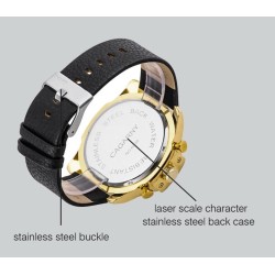 Cagarny - military sports watch - leather strap - stainless steelWatches