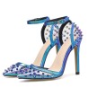 Sexy high heel pumps - transparent - with ankle strap / rivetsHigh heels