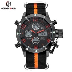 Golden Hour - sports military quartz watch - analog - digital LED displayWatches