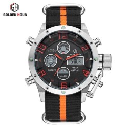 Golden Hour - sports military quartz watch - analog - digital LED displayWatches