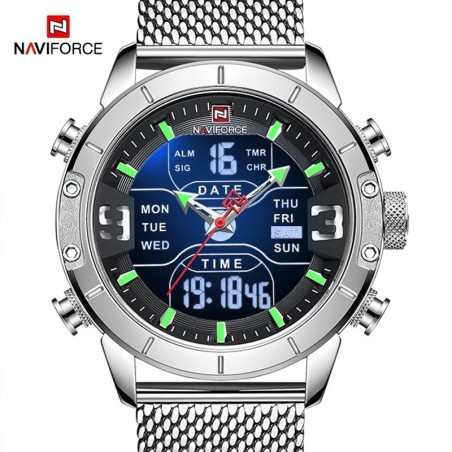 NAVIFORCE - lyxig sportklocka - kvarts - digital - analog dubbel display - vattentät