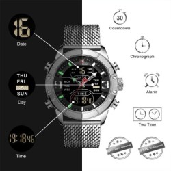 NAVIFORCE - lyxig sportklocka - kvarts - digital - analog dubbel display - vattentät