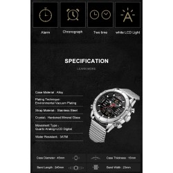 NAVIFORCE - luxurious sports watch - quartz - digital - analog dual display - waterproofWatches