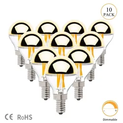 LED-lampa - G45 guld spegelbubbla - dimbar - varmvit - 4W - E12 - E14 - 10 st