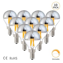 LED-lampa - G45 silver spegelglob - dimbar - varmvit - 4W - E12 - E14 - E26 - E27 - 10 st