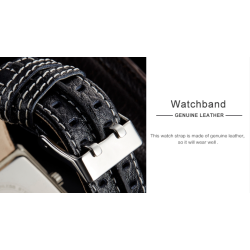 SINOBI - moderiktig kvartsklocka för män - dubbla flera tidszoner - läderarmband