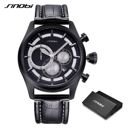 SINOBI - elegant multifunction quartz watch - chronograph - leather strapWatches