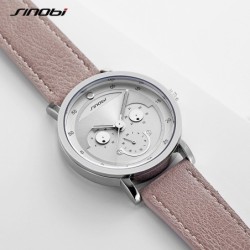 SINOBI - stylish quartz watch - leather strap - smile face designWatches