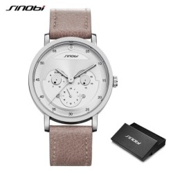 SINOBI - stylish quartz watch - leather strap - smile face designWatches