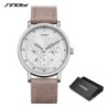 SINOBI - stylish quartz watch - leather strap - smile face designWatches