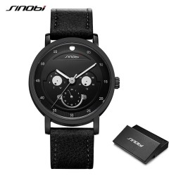 SINOBI - stylish quartz watch - leather strap - smile face designWatches