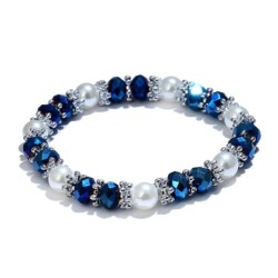 Stylish bracelet - with colorful rhinestones / pearlsBracelets