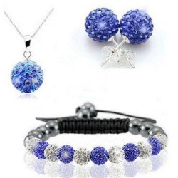 Fashionabla set med kristallpärlor - armband - örhängen - hänge till halsband