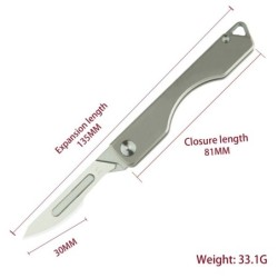 Mini multifunktionskniv - hopfällbar - löstagbart blad - titanlegering