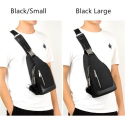 Lyxig bröst-/axelväska - ryggsäck - USB-laddningsport - vattentät - unisex