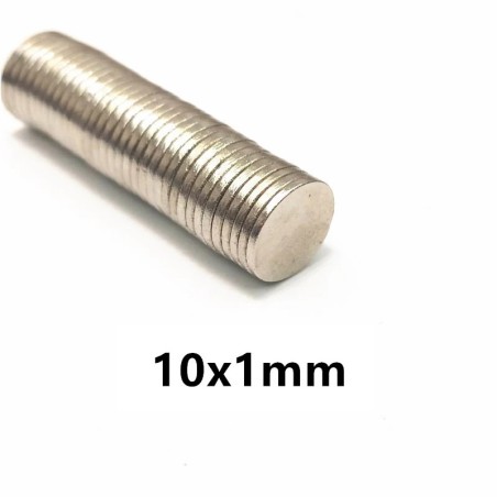 N42 - neodymmagnet - stark rund skiva - 10mm x 1mm - 10 - 500 stycken