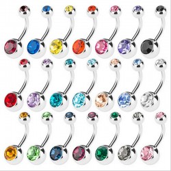 Navelring - med kristall - piercing - 5 - 8 mm - 10 stycken