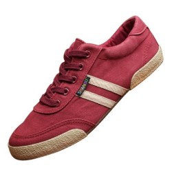 Klassiska herrskor - platta canvas sneakers - rund tå - snörning