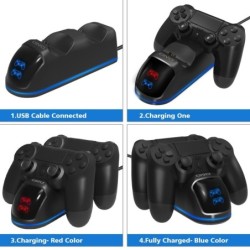 Dual charger - dock station - fast charging stand - with LED display - for Playstation 4 / PS4 Slim / PS4 Pro controllersChar...