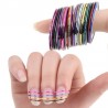Nagelband - färgglada linjer - klistermärke - blandade färger - 10 st