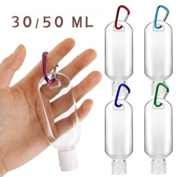 Påfyllningsbar flaska - minibehållare - med krok - handsprit / tvålautomat - 30ml / 50ml