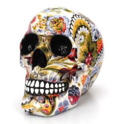 Hartsskulptur - mänsklig skallemodell - färgglad Halloween-skalle