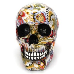 Hartsskulptur - mänsklig skallemodell - färgglad Halloween-skalle