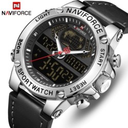 NAVIFORCE - moderiktig sportklocka - kvarts - analog - läderrem - vattentät