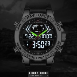 NAVIFORCE - moderiktig sportklocka - kvarts - analog - läderrem - vattentät