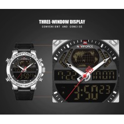 NAVIFORCE - moderiktig sportklocka - kvarts - analog - läderrem - vattentät
