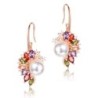 Eleganta guldörhängen - pärla - färgglada cubic zirconia