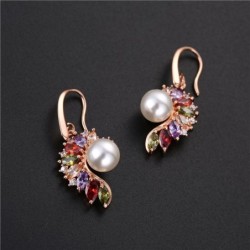 Eleganta guldörhängen - pärla - färgglada cubic zirconia