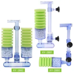 Akvariumluftpump - biokemiskt filter - dubbel skumsvamp - ultra tyst
