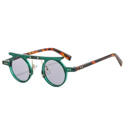 Fashionabla små runda solglasögon - gradientlins - dubbelfärg - nitar - UV400
