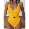 Sexig ribbaddräkt i ett stycke - brasiliansk monokini - med skärp