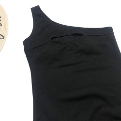 Sexig ribbad baddräkt i ett stycke - off shoulder - utskuren design