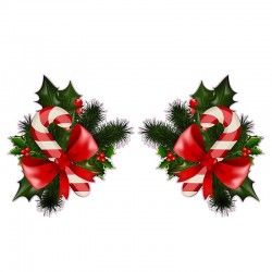 Christmas candy cane with mistletoe - car & wall vinyl sticker - 13 * 7.2cmWall stickers