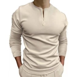 Klassisk pikétröja - långärmad t-shirt - med dragkedja