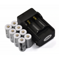CR123A 16340 - 2200mAh 3,7V li-ion uppladdningsbart batteri 8 delar / 16340 laddare