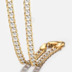 Moderiktigt halsband - kubansk kedja - guld & silver
