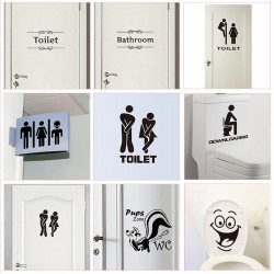 WC - badrum - toalettentréskylt - rolig vinyldekal