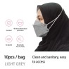 Skyddande ansiktsmask - 4-lagers - engångs - antidamm - antibakteriell - korsöglor - fiskform - 10 stycken
