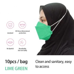 Protective face mask - 4-layer - disposable - anti-dust - anti-bacterial - cross loops - fish shape - 10 piecesMouth masks
