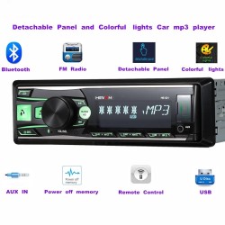 Bilradio - fjärrkontroll - avtagbar panel - Bluetooth - 1DIN - 2,5 tum - 12V - FM - USB - AUX-IN - MP3