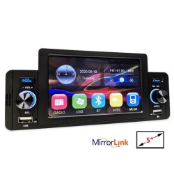 Bilradio - M160 - fjärrkontroll - kamera - 1 Din - 5 tum - Mirror Link - Bluetooth - Android - IOS - dubbla USB